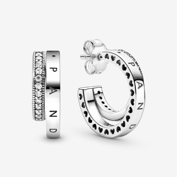 Pave Double Hoop Earrings Pandora Australia